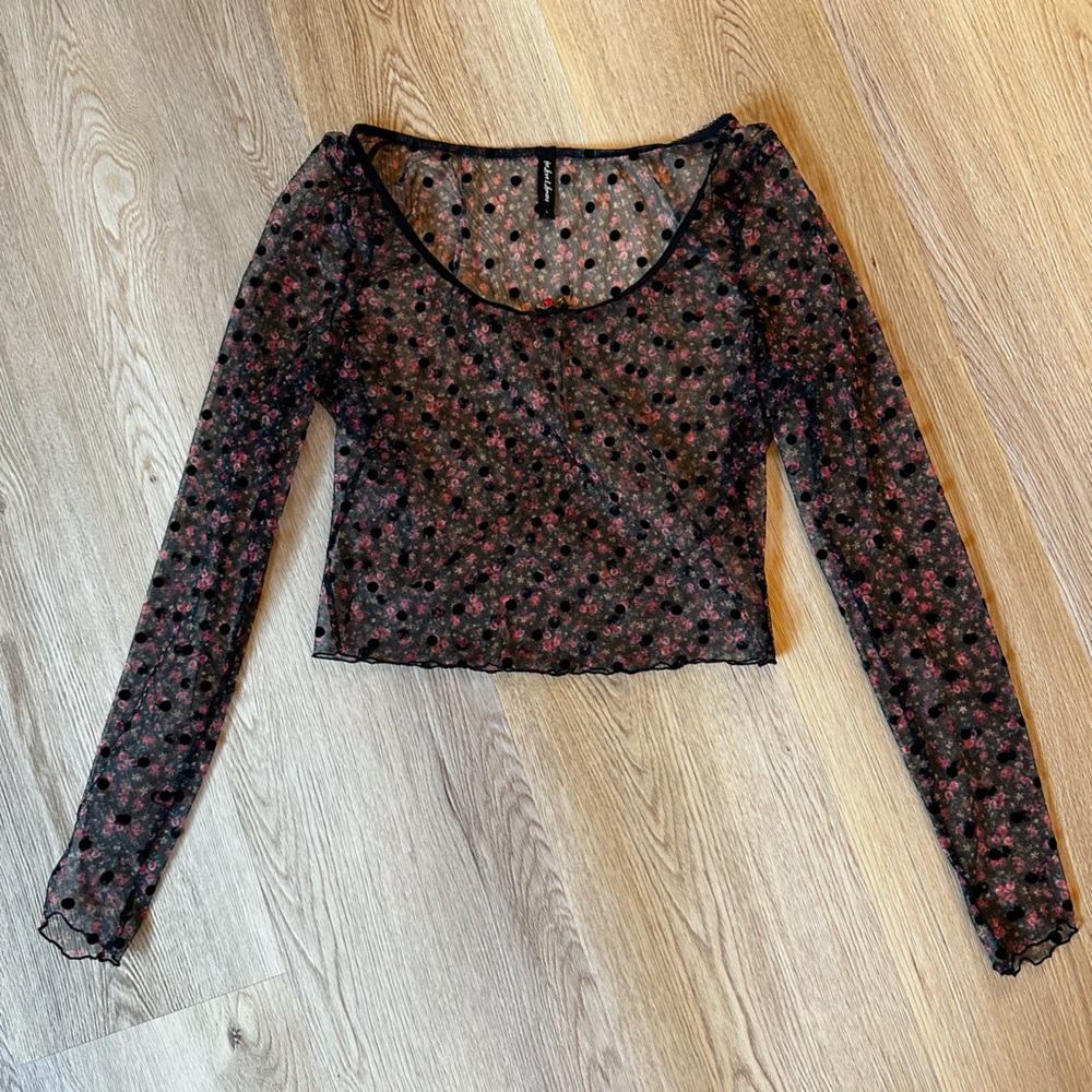 For Love and Lemons Mesh Floral Top